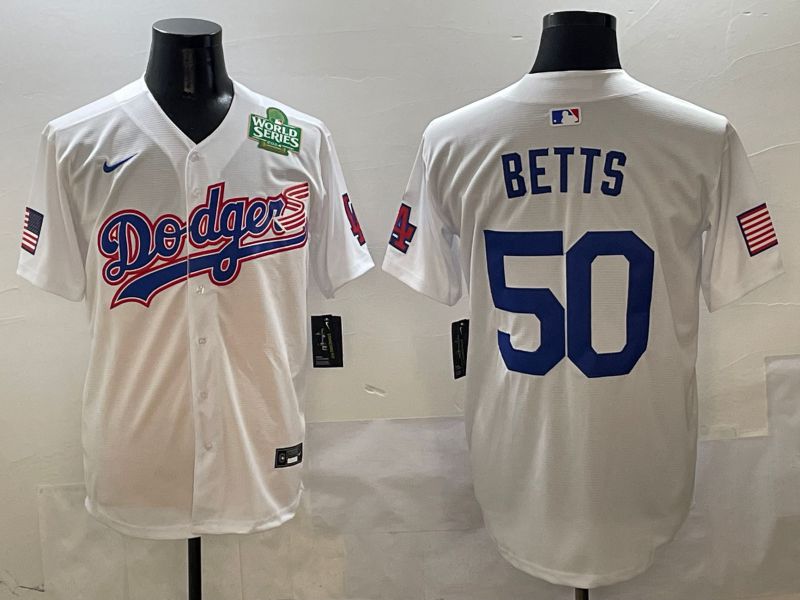 Men Los Angeles Dodgers #50 Betts White Second generation Joint Name Nike 2025 MLB Jersey style 7->los angeles dodgers->MLB Jersey